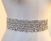 Bridal beaded glam swarovski crystal & pearl luxury wedding sash/belt. COUNTESS