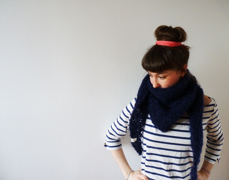 Scarf Shawl Mohair in Navy