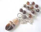 brown necklace, brown striped agate necklace, statement necklace, boho chic, summer fashion, June trends, ooak, gift idea