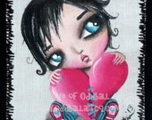 Big Eye Art Print Signed My Big Heart by Lizzy Love apprx 5x7