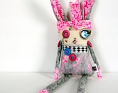 Art Doll Stuffed Plushie Soft Sculpture The Original Handmade Hand Painted Miniature Oddling Judy the Zombie