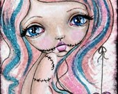 ACEO Mixed Media Original Hand Painted Sugar Spun Zombie Art Card