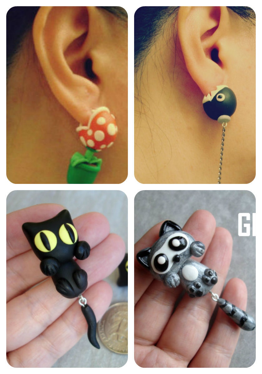 GUO GUO'S- Handmade polymer clay Individual Ear stud / Ear post / Earrings