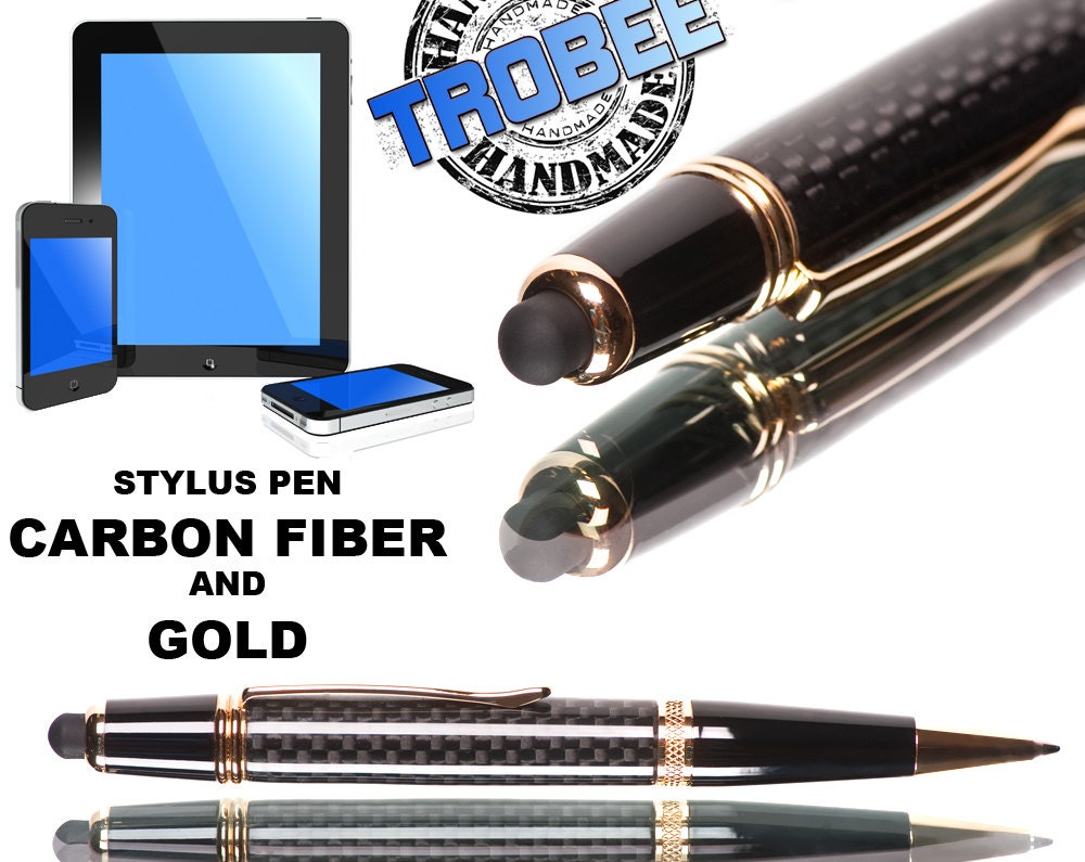Father's day gifts : Carbon fiber pen with bulit in stylus for touch screen phones and tablets works on iphones and androids