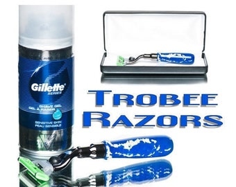 50% OFF Short handle razor Blue Lapis great for travel or gym, shaving razors make nice gifts for men
