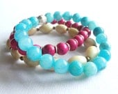 Aqua Gemstone Stretch Bracelet, Turquoise, Summer Jewelry, Stacking Bracelet, Pool, Sea Water