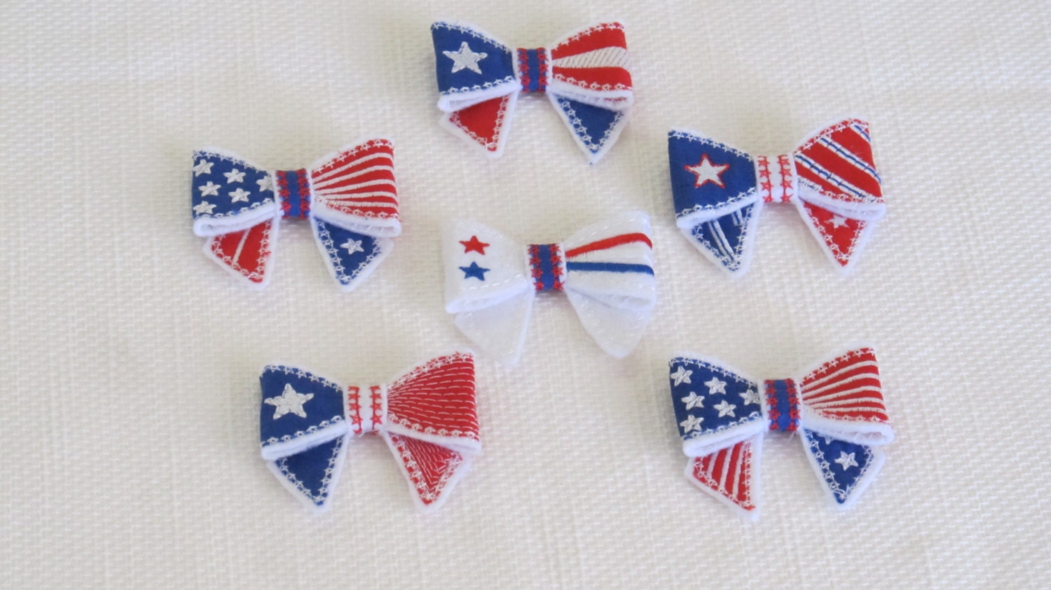 Patriotic Bows 3D effect  - 4th July - In the hoop project - machine embroidery ITH design - only for hoop 5x7