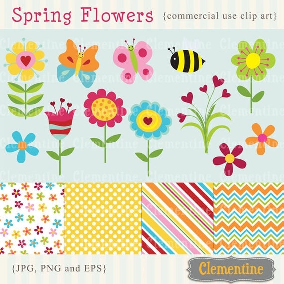 40% OFF SALE -Spring Flowers clip art images, flower clipart, flower vector, royalty free clip art-- Instant Download Il_570xn