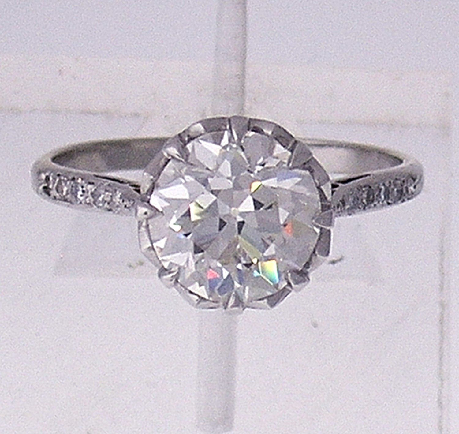 EDWARDIAN 2.53ct Old European Cut Diamond Ring--EGL Cert I color VS1 Clarity