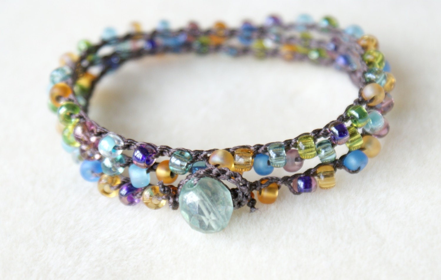 Crochet 3x wrap bracelet necklace anklet, pastels, beach boho surfer chic, waterproof, bohemian jewelry, summer, trendy, boho cottage chic