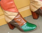 C'mon get happy...Vintage Retro Leather Patch Boots