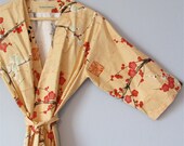 Kimono Robe. Bridesmaids Robe. Robe. Dressing Gown. Maternity Robe. Modern Kimono Golden Garden Tea.  Knee Length.