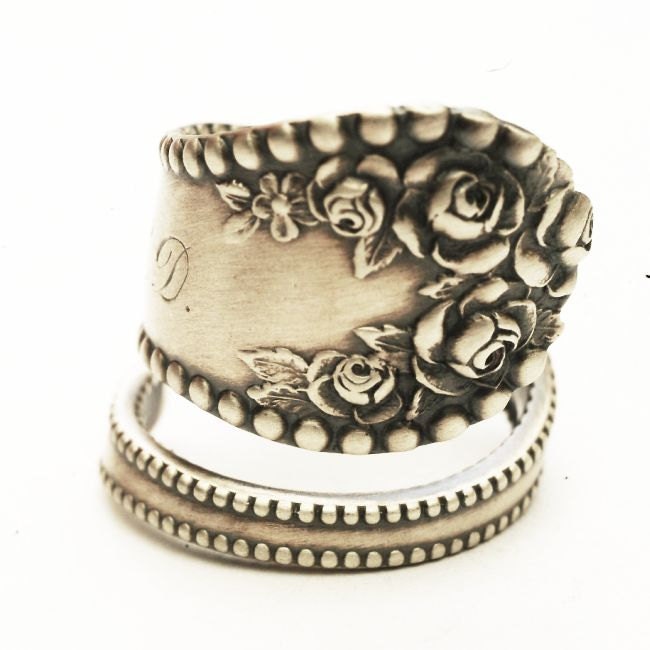 Spoon Ring Vintage Victorian Rose Lancaster Sterling Silver Ring, Handmade in Your Size (4028)