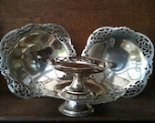 Vintage English Serving Tray Set with Feet, Mismatched