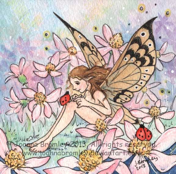 Original miniature Wall Art - "Daisy Pink"- whimsical fairy fantasy spring floral art