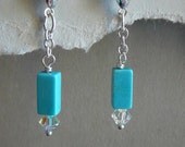 Turquoise gemstone dangle earrings - Perfect everyday wear earrings - December birthstone - Free shipping to Canada & USA