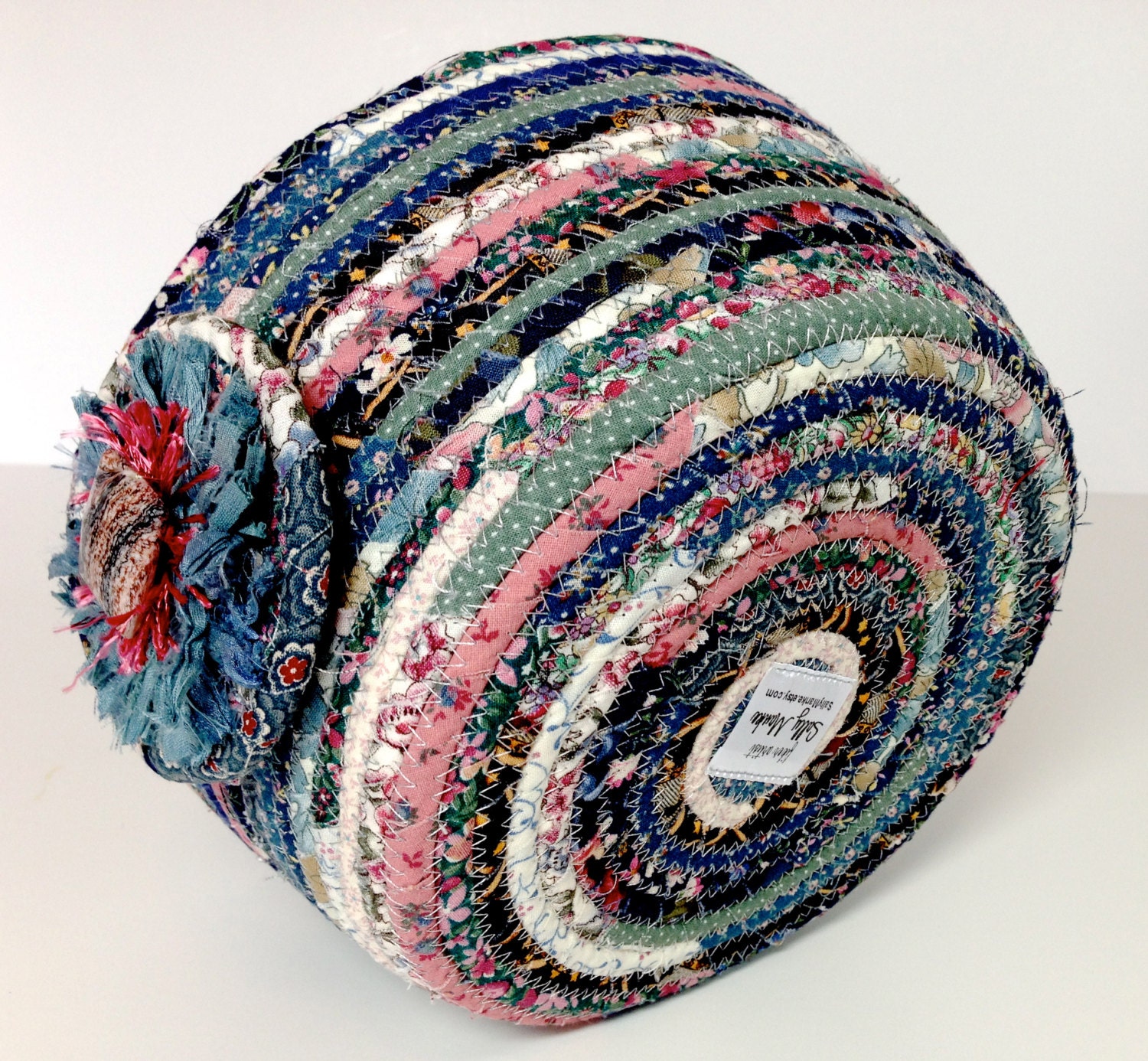 Farm House Coiled Rope  Basket  Bowl  Scrappy