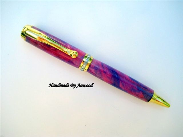 Acrylic  Pen, Triton Ballpoint Pen, Woodturning, Northern Lights Acrylic pen, homemade, gold/chrome