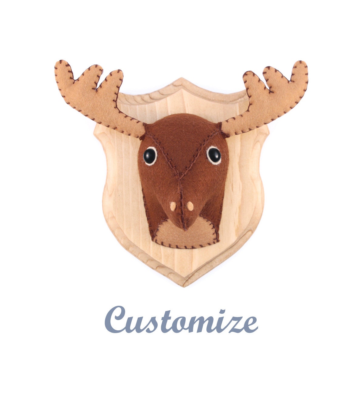 Small Plush Faux Taxidermy, Custom Deer-Moose