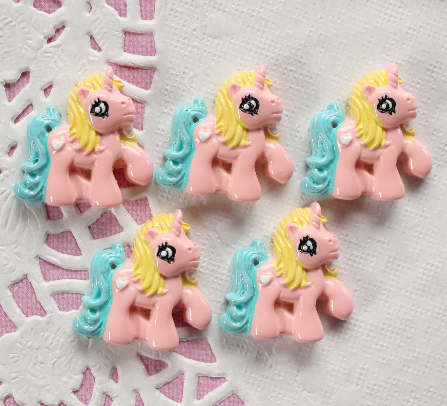 5 PCS Pink Unicorn Cabochons - 27x26mm