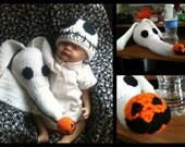 MADE TO ORDER Size 0 to 3 Months Jack Hat with Zero Ghost Dog Blanket Nightmare Before Christmas