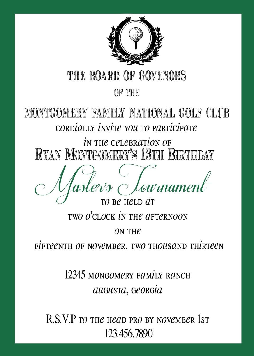 Vintage Golf Master's Inspired Printable Invitation Il_570xn