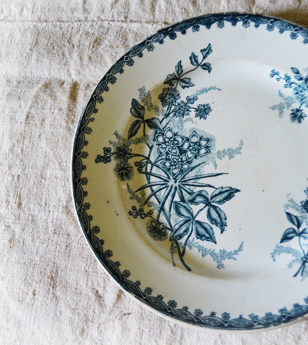 RESERVED for CS French Faience Plate Floral Antique plate St Amandoise