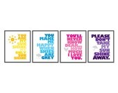 You are my sunshine - Set of Four 8x10 prints - Yellow - Blue - Pink - Purple