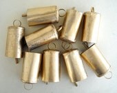 6 No's Golden Colored Hand Made Large Cow Bells with Rough Look for Wind Chimes, Altered Art etc. with Jute Rope - DIY - MV107