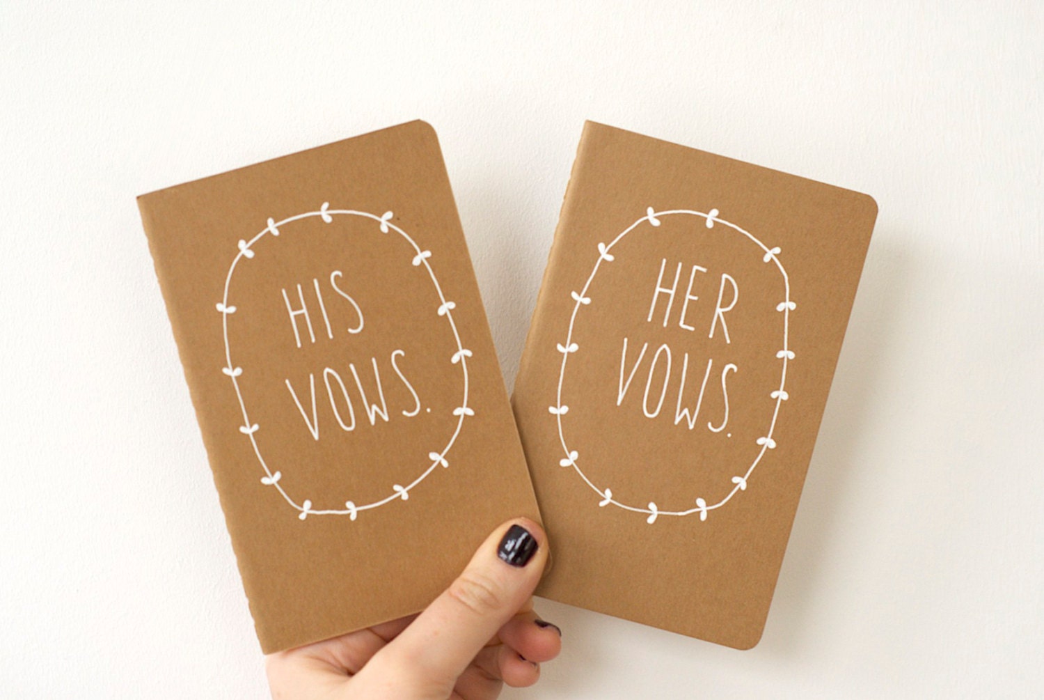 His Vows & Her Vows - Pair of hand illustrated Moleskine Journals