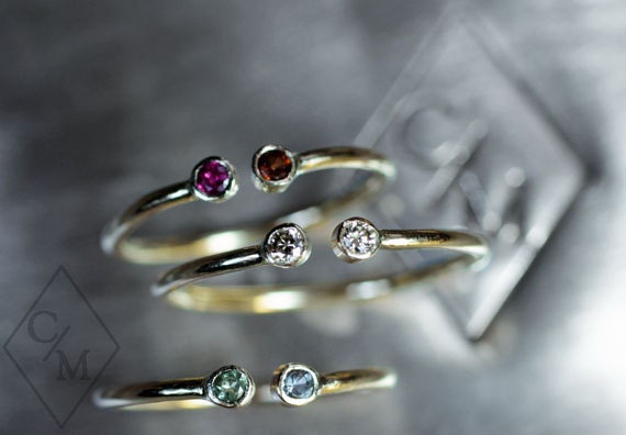 Diamond Ring - Choose your Diamonds and Gemstone - Custom Birthstone Ring - 14k gold band - Personalized Diamond Ring