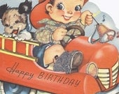 M388 Vintage Happy Birthday young man - firetruck