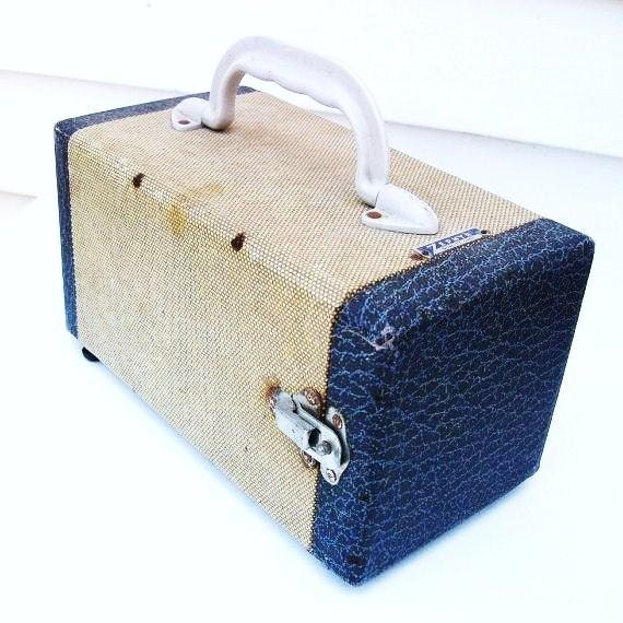 Mid Century Storage, Slide Case, Zephyr, Travel Organizer, Vintage Photography, Carrying Case / Blue