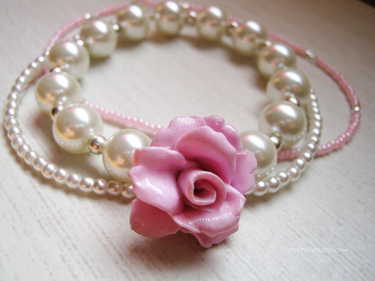 Pink and Pearly Romantic Bracelet Bunch