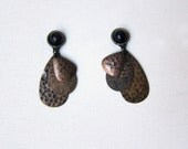 Vintage 1960s retro textured copper dangle earrings