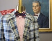 Brooks Brothers Blue Handwoven Madras Sport Coat 44R