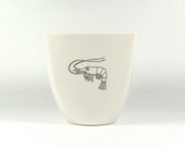 Coffee Mug with Prawn - Handmade Porcelain Cup with Animal Decal