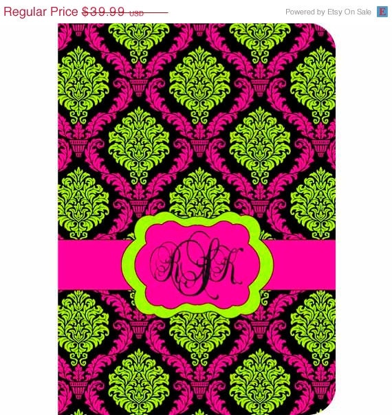 SPRING SALE iPad 2 The New iPad (3) Smart Cover Silicone Rubber case Personalized Custom Damask Pink Green Black