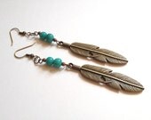 Bronze Feather Earrings