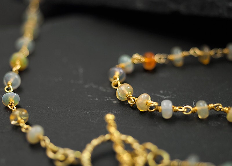Natural Opal Necklace - October Birthstone Necklace- Toggle Clasp Necklace - Rare Opal Necklace