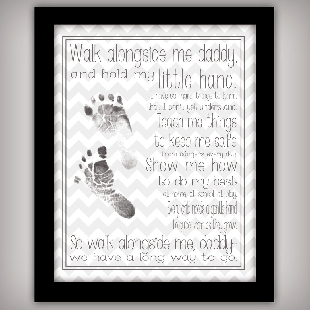 Walk with Me, Daddy - 8x10 Art Print - Personalize with your child's foot prints - Father's Day Gift