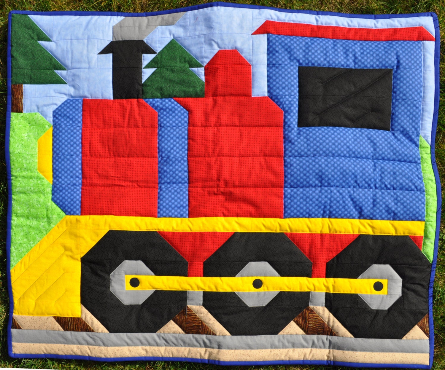 Train Quilt pattern with Multiple sizes: Wall, Crib, Lap/Twin