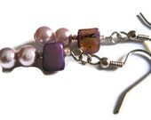 Lilac Pearl Earrings, Bridal Earrings, Pearl Earrings, Lavender Earrings, Light Purple Shell Beaded Jewelry