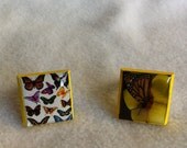 Wood base adjustable butterfly character funky ring