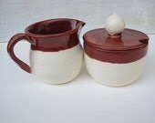 Ceramic Cream & Sugar Set // Handmade Pottery Sugar and Cream Serving Set // Rustic Red