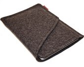 Kindle, Nook, eReader Wool Felt Sleeve/Case Double Pocket in Anthracite