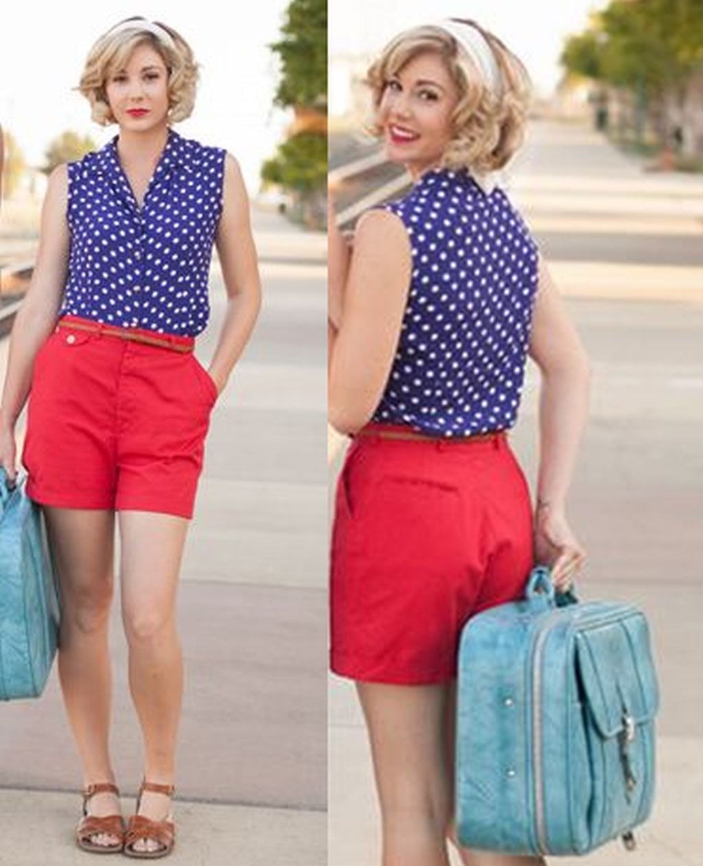Vintage Cherry Red 50s HIGH WAISTED SHORTS summer Bomshell Hot Pants - c958