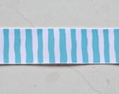 Turquoise blue and white wonky stripes on 7/8" grosgrain ribbon- spring/easter Il_170x135