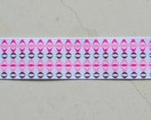 Pink & brown abstract shapes 7/8" grosgrain ribbon- Easter Il_170x135