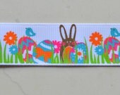Euro Chocolate Easter Bunnies hiding in the grass on 7/8" grosgrain ribbon Il_170x135